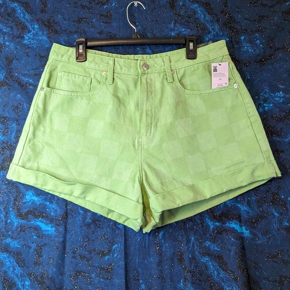 Wild Fable Green Jean Shorts High-Waisted Cuffed NWT Size M Target Brand